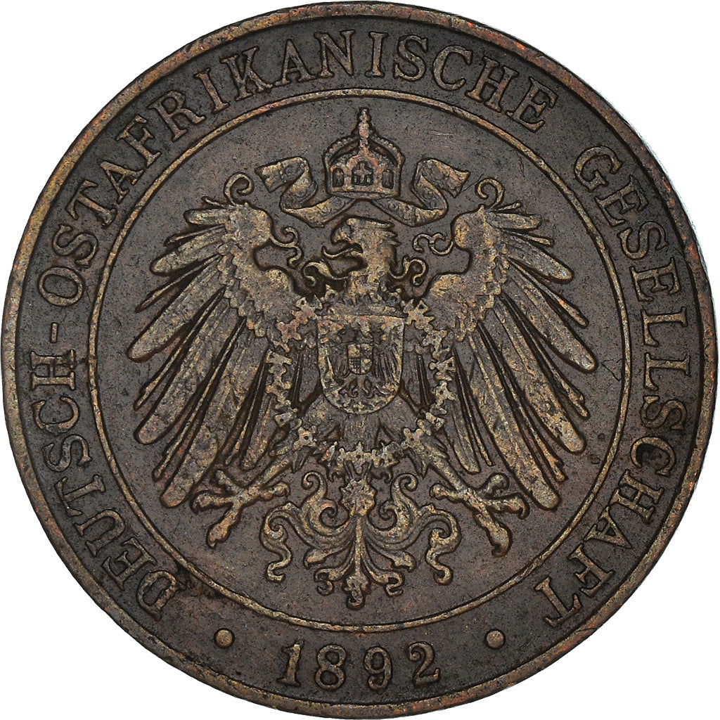Monnaie, GERMAN EAST AFRICA, Pysa, 1892, Wilhelm II, TTB+, Cuivre, KM:1