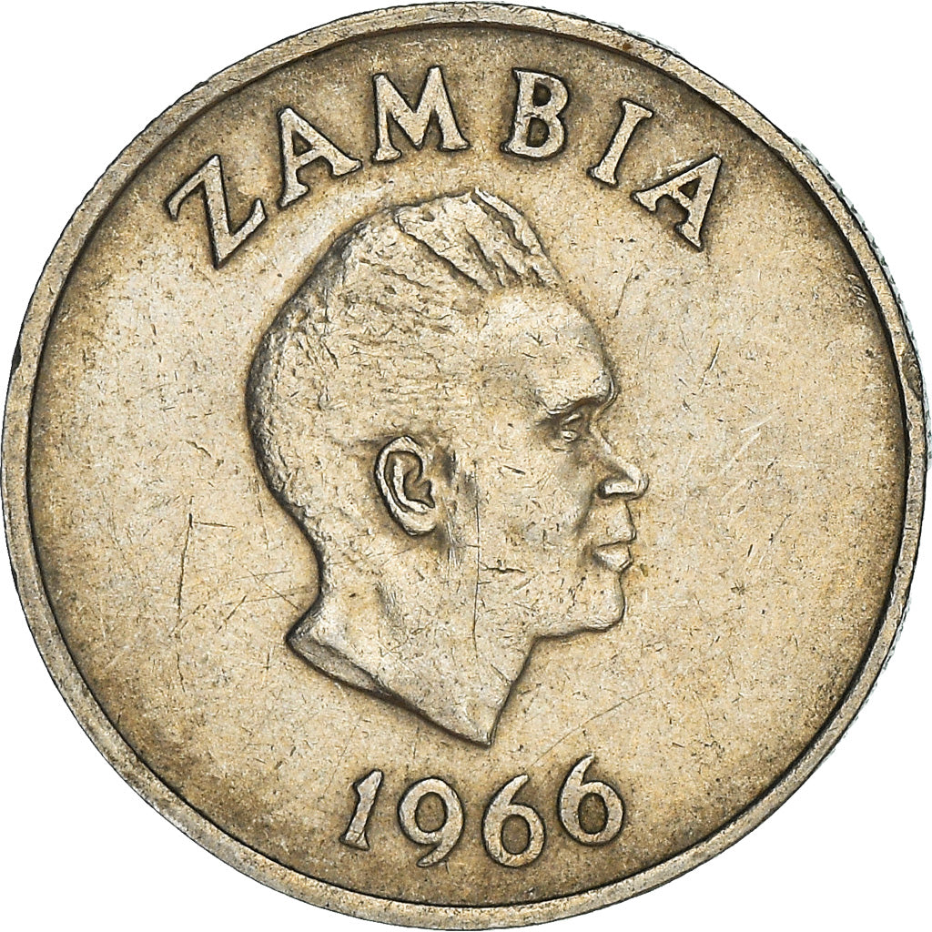 Coin, Zambia, 6 Pence, 1966, British Royal Mint, EF(40-45), Copper-Nickel-Zinc
