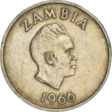 Coin, Zambia, 6 Pence, 1966, British Royal Mint, EF(40-45), Copper-Nickel-Zinc