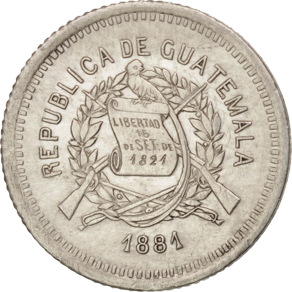 Guatemala, 5 Centavos, 1881, EF(40-45), Silver, KM:203
