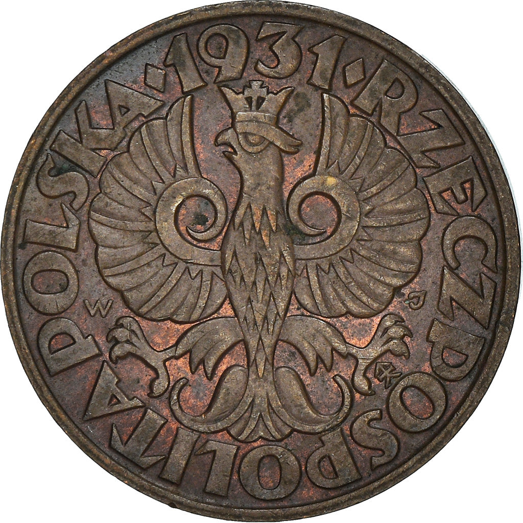 Coin, Poland, 5 Groszy, 1931, Warsaw, EF(40-45), Bronze, KM:10a