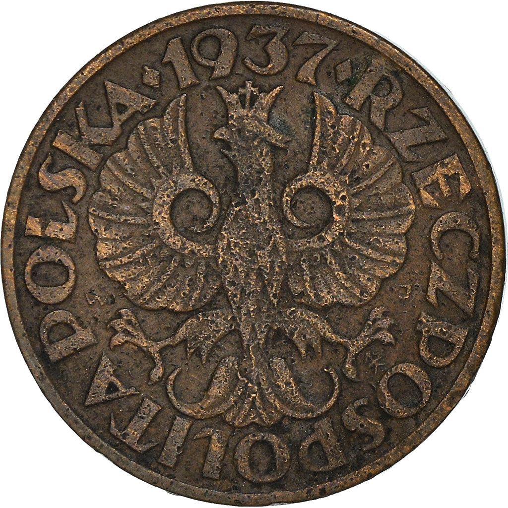 Coin, Poland, 2 Grosze, 1937, Warsaw, EF(40-45), Bronze, KM:9a