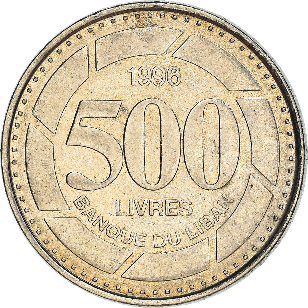 Coin, Lebanon, 500 Livres, 1996, VF(30-35), Nickel plated steel, KM:39