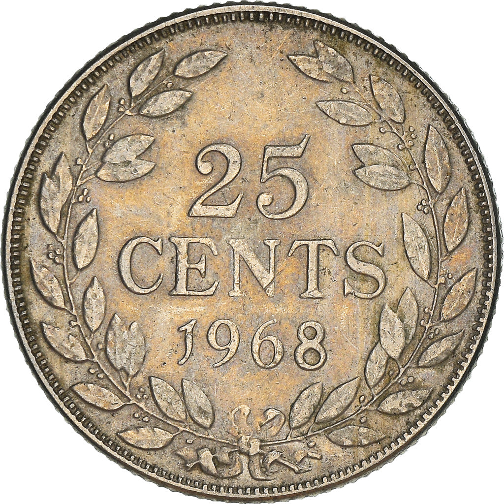 Coin, Liberia, 25 Cents, 1968, VF(20-25), Copper-nickel, KM:16a.2