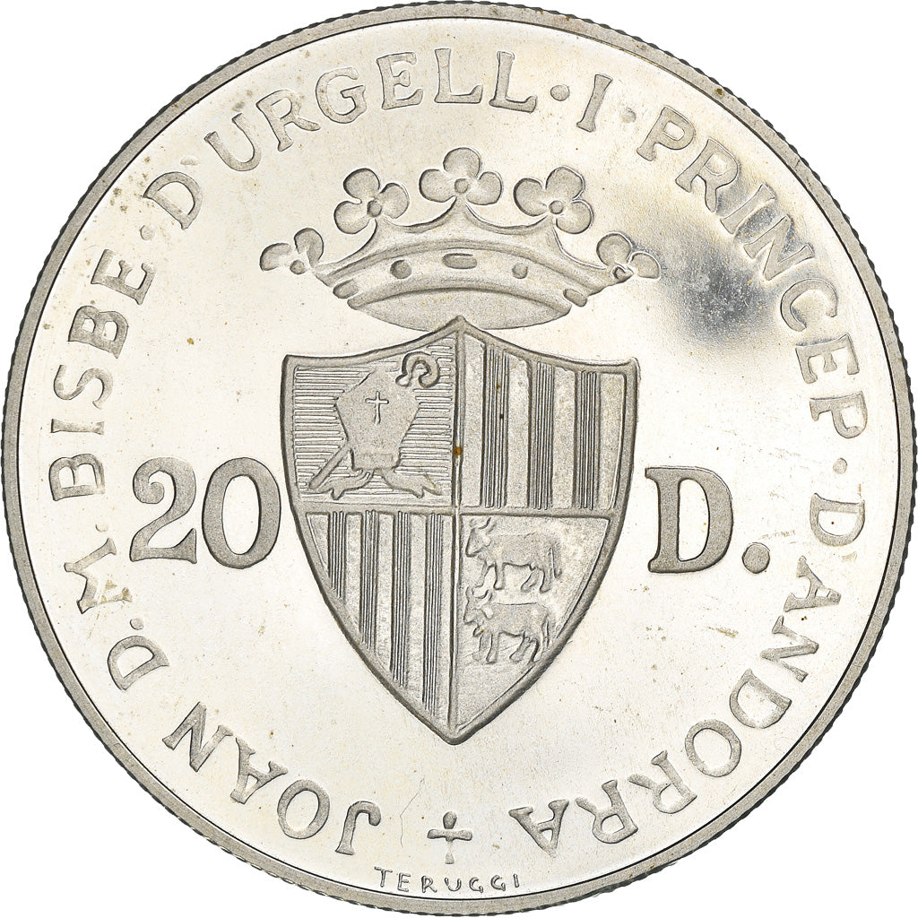 Coin, Andorra, Bear, 20 Diners, 1984, BE, AU(50-53), Silver, KM:22