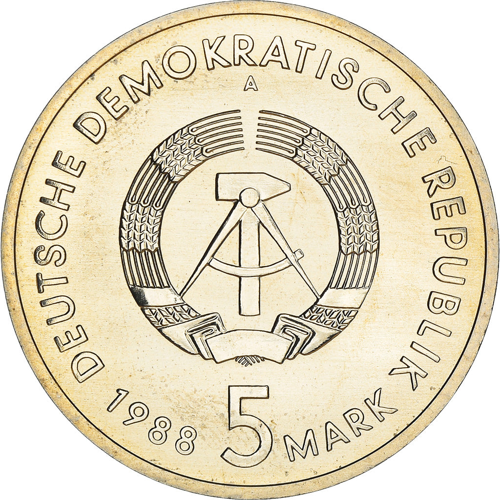 Coin, GERMAN-DEMOCRATIC REPUBLIC, 5 Mark, 1988, Berlin, MS(63), Copper-nickel