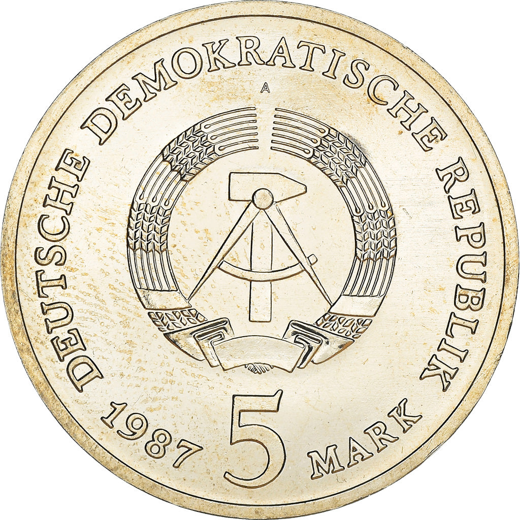 Coin, GERMAN-DEMOCRATIC REPUBLIC, 5 Mark, 1987, Berlin, AU(55-58)