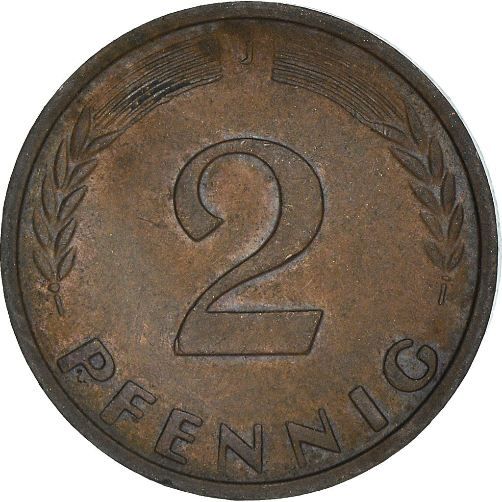 Coin, GERMANY - FEDERAL REPUBLIC, 2 Pfennig, 1968, Hambourg, EF(40-45), Copper