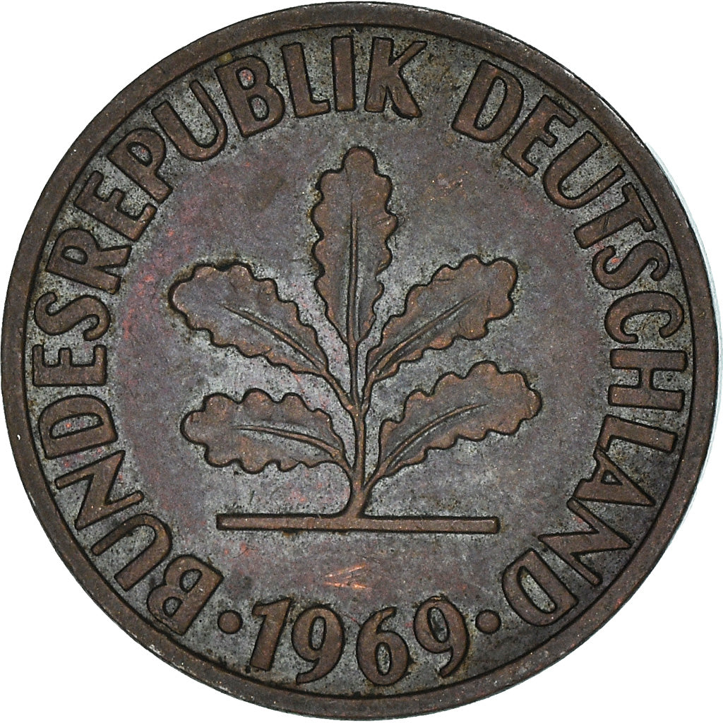 Moneta, GERMANIA - REPUBBLICA FEDERALE, 2 Pfennig, 1969, Munich, BB, Acciaio