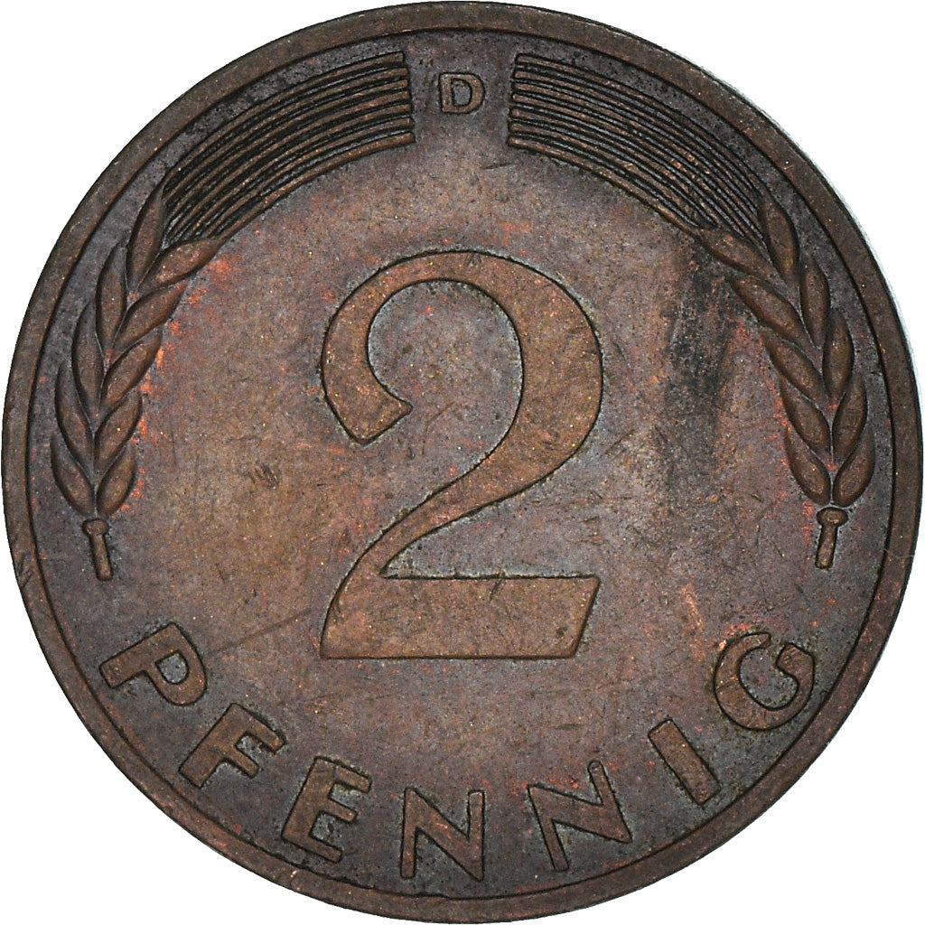 Moneta, GERMANIA - REPUBBLICA FEDERALE, 2 Pfennig, 1969, Munich, BB, Acciaio