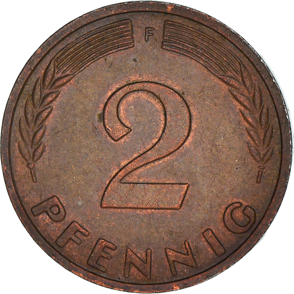 Coin, GERMANY - FEDERAL REPUBLIC, 2 Pfennig, 1969, Stuttgart, EF(40-45), Copper