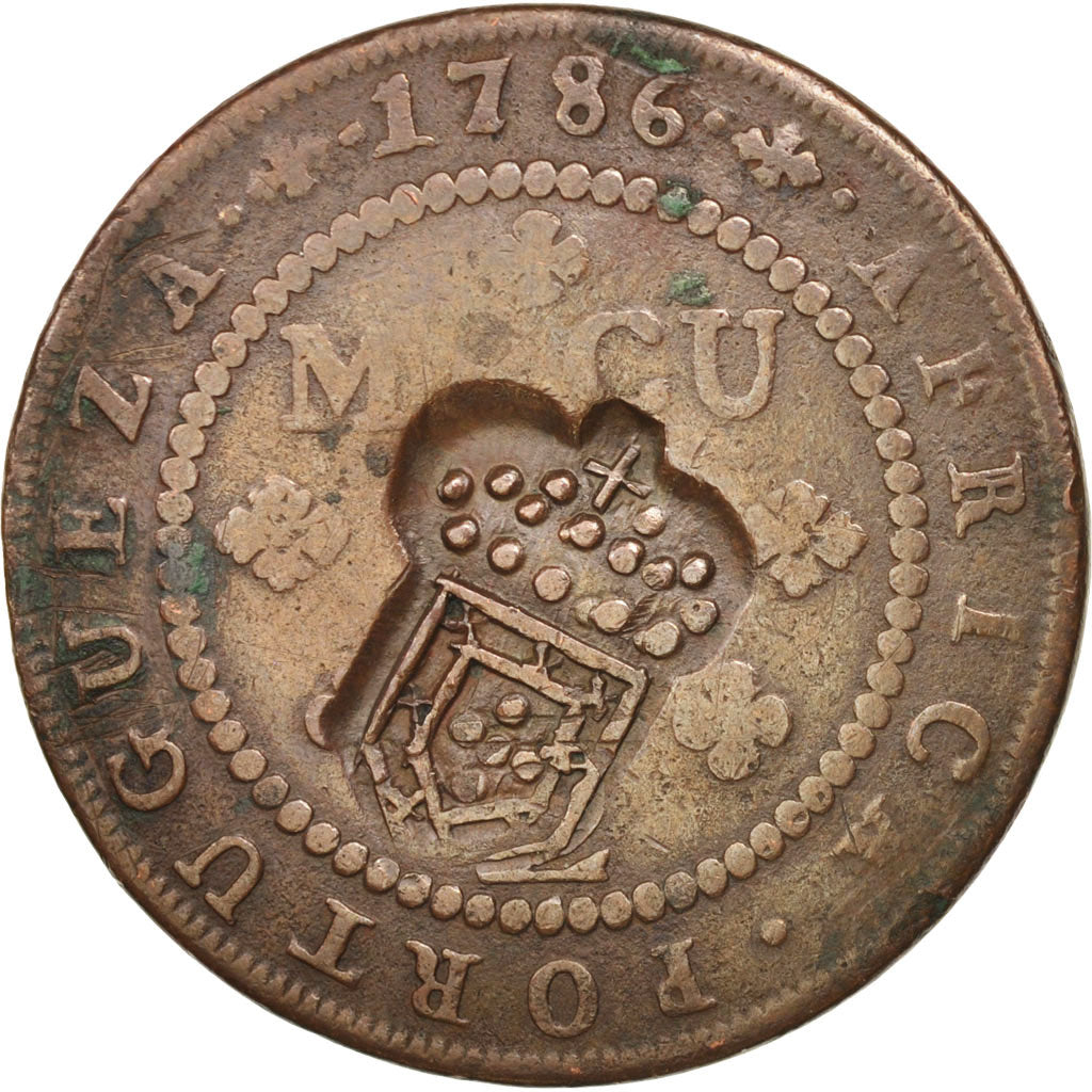 Angola, 2 Macutas, 1786, VF(30-35), Copper, KM:51.2
