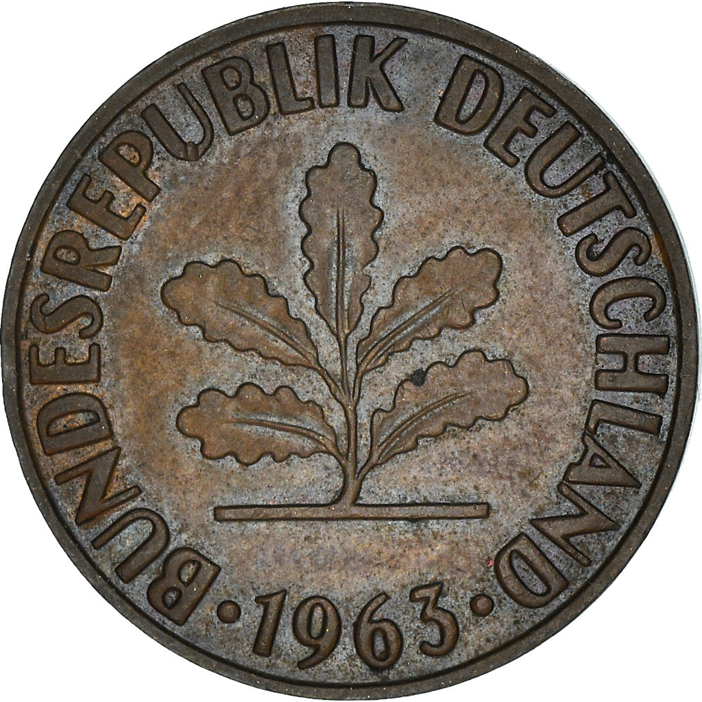 Moneta, GERMANIA - REPUBBLICA FEDERALE, 2 Pfennig, 1963, Hambourg, MB+, Bronzo