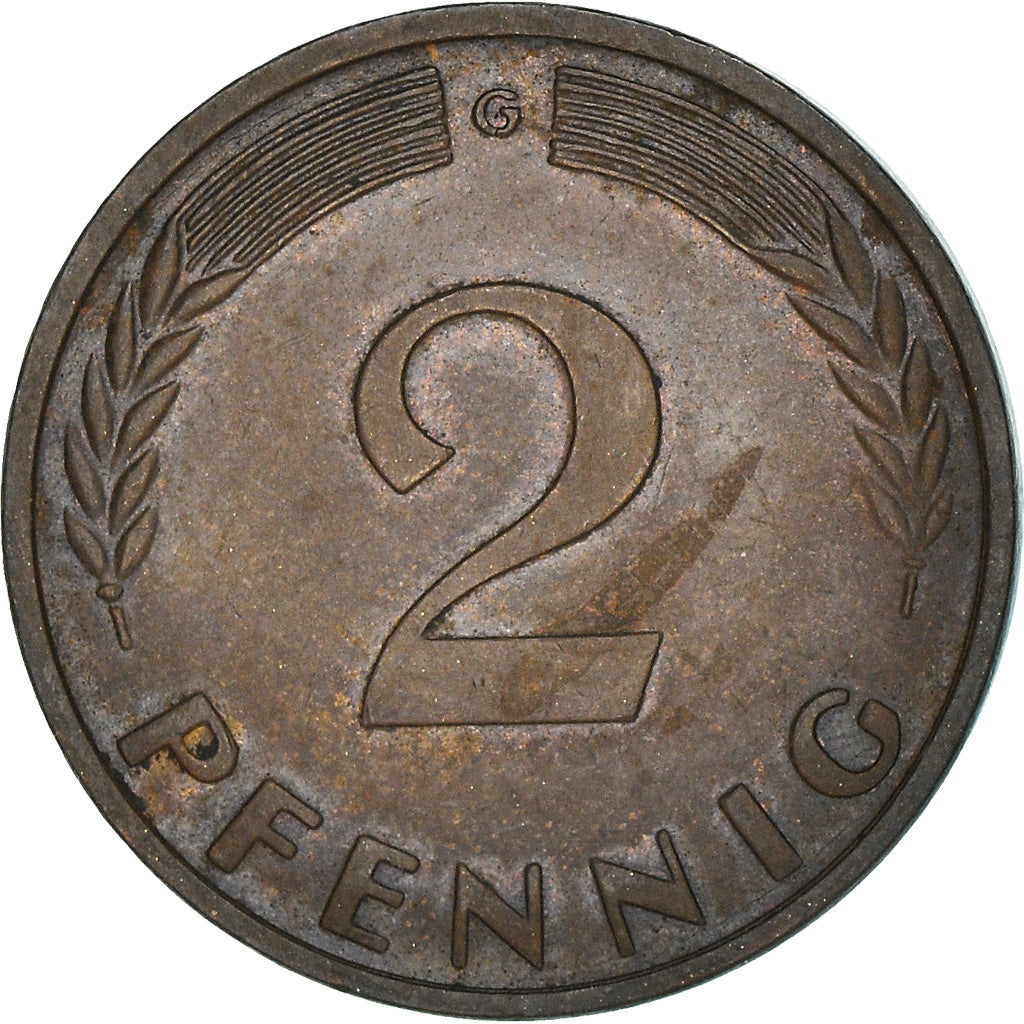 Coin, GERMANY - FEDERAL REPUBLIC, 2 Pfennig, 1963, Karlsruhe, VF(30-35), Bronze