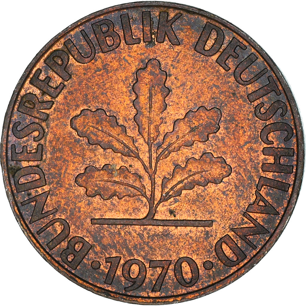 Moneta, GERMANIA - REPUBBLICA FEDERALE, 2 Pfennig, 1970, Hambourg, MB+, Acciaio