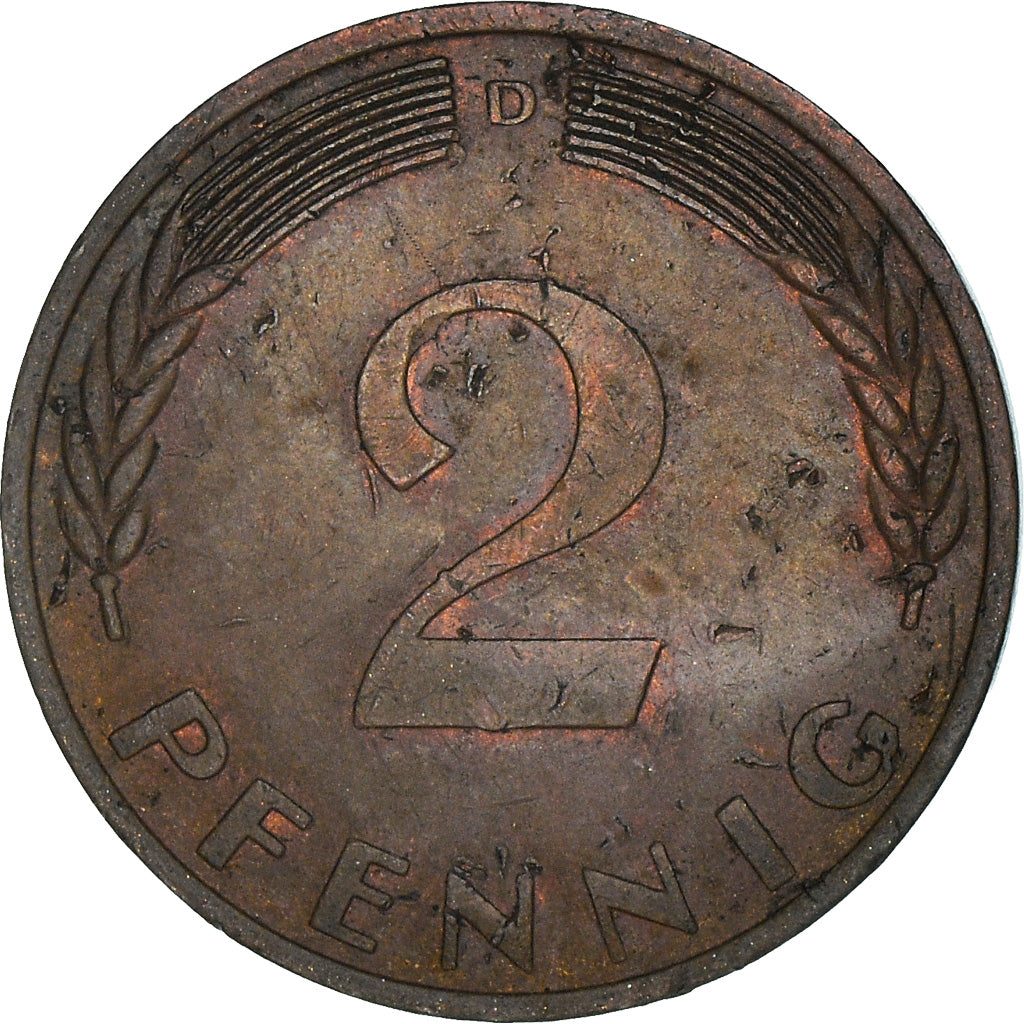 Moneta, GERMANIA - REPUBBLICA FEDERALE, 2 Pfennig, 1970, Munich, MB, Acciaio