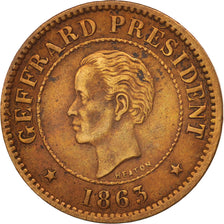 Haiti, 5 Centimes, 1863, BB, Bronzo, KM:39