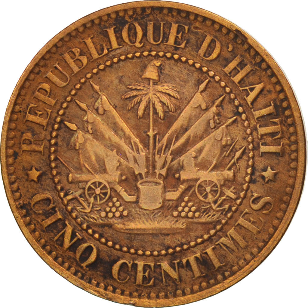 Haiti, 5 Centimes, 1863, BB, Bronzo, KM:39