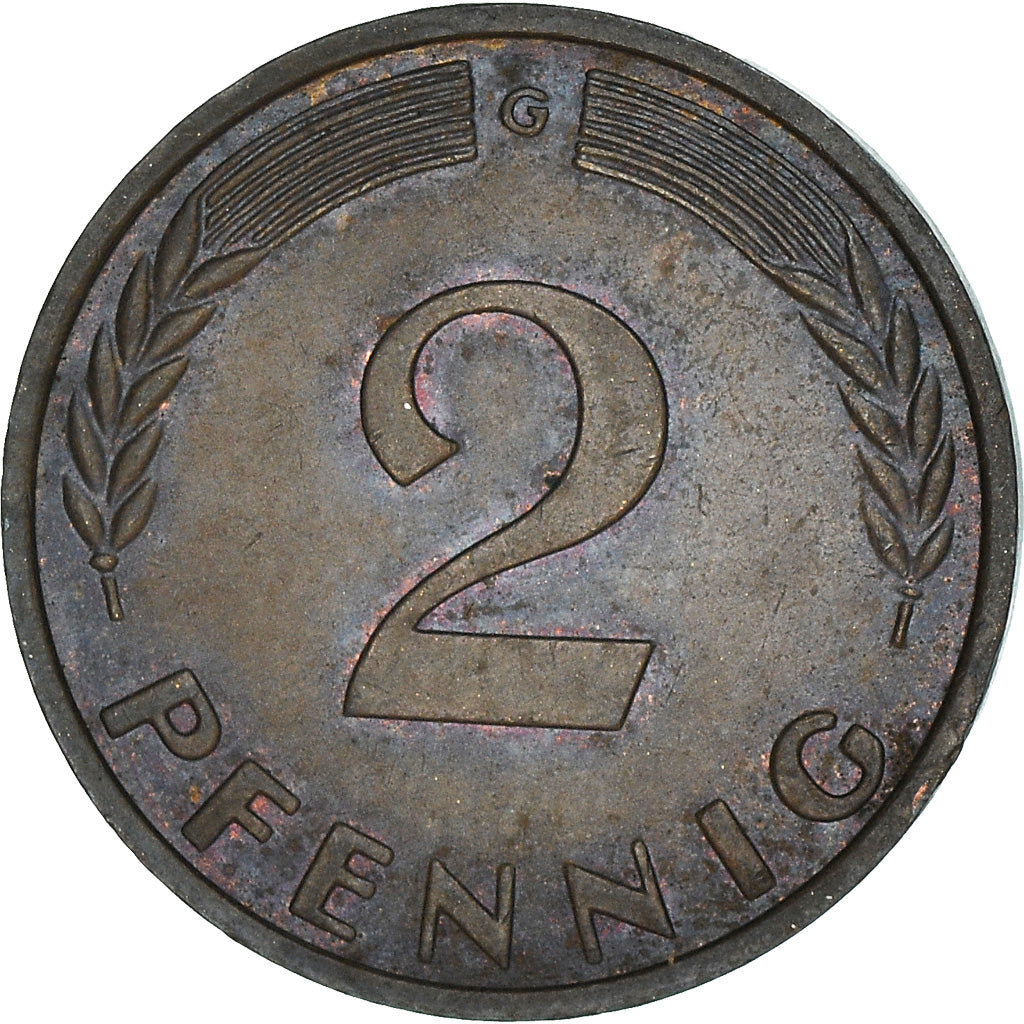 Moeda, ALEMANHA - REPÚBLICA FEDERAL, 2 Pfennig, 1959, Karlsruhe, VF(30-35)