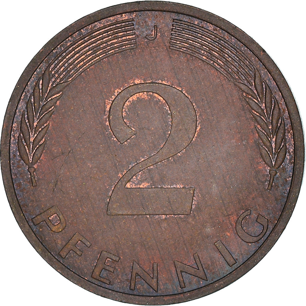 Coin, GERMANY - FEDERAL REPUBLIC, 2 Pfennig, 1975, Hambourg, VF(30-35), Copper