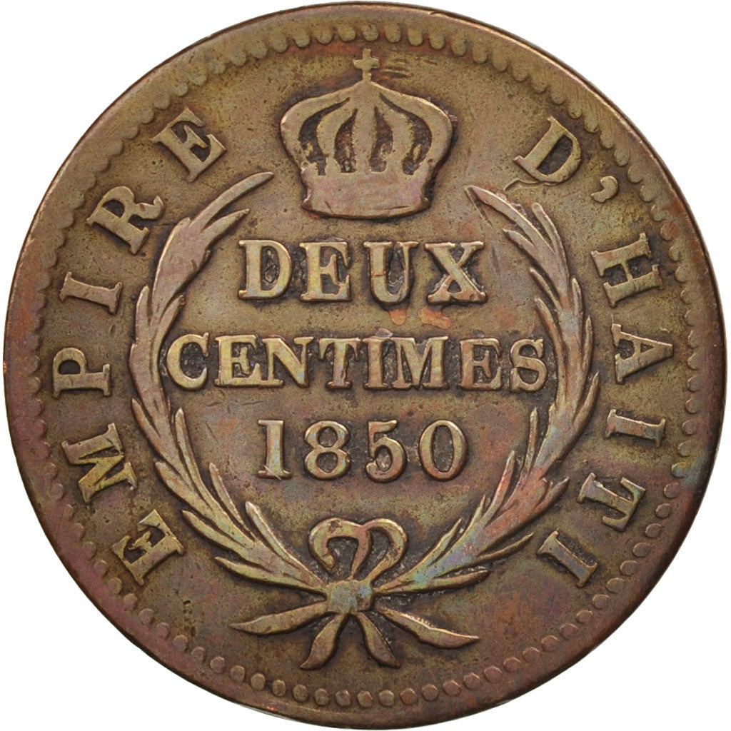 Haiti, 2 Centimes, 1850, EF(40-45), Copper, KM:36