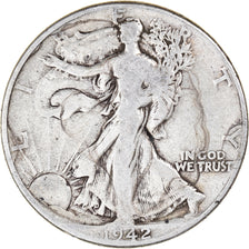 Coin, United States, Walking Liberty Half Dollar, Half Dollar, 1942, U.S. Mint