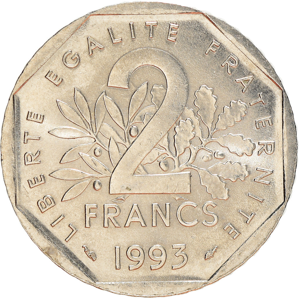 Münze, Frankreich, Semeuse, 2 Francs, 1993, Paris, SS+, Nickel, KM:942.2