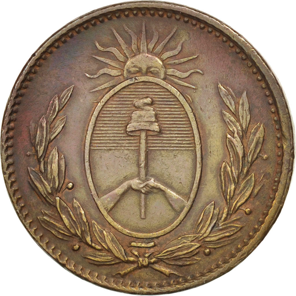 Argentinien, BUENOS AIRES, Decimo, 1823, AU(55-58), Copper, KM:1