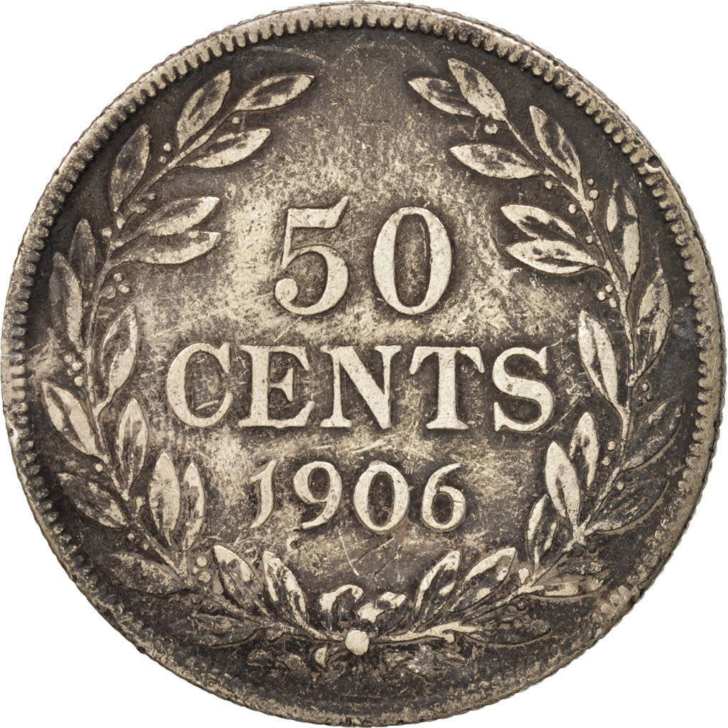 Liberia, 50 Cents, 1906, Heaton, Birmingham, England, VF(30-35), Silver, KM:9