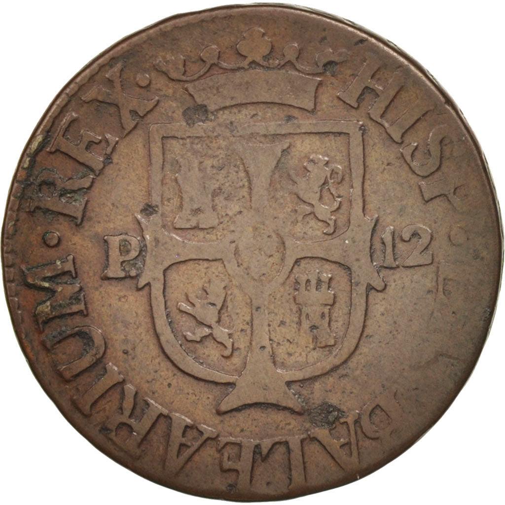 Moneta, Spagna, MAJORCA, Ferdinand VII, 12 Dineros, 1812, Majorque, MB+, Rame