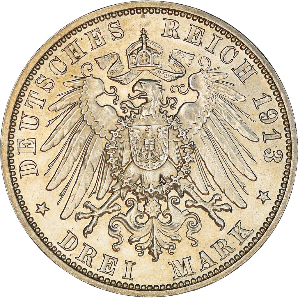 Coin, German States, SAXONY-ALBERTINE, Friedrich August III, 3 Mark, 1913