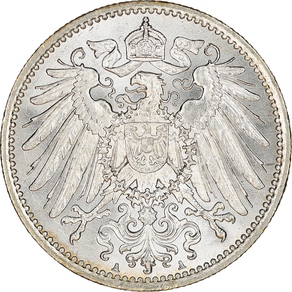 Coin, GERMANY - EMPIRE, Wilhelm II, Mark, 1915, Berlin, MS(65-70), Silver, KM:14
