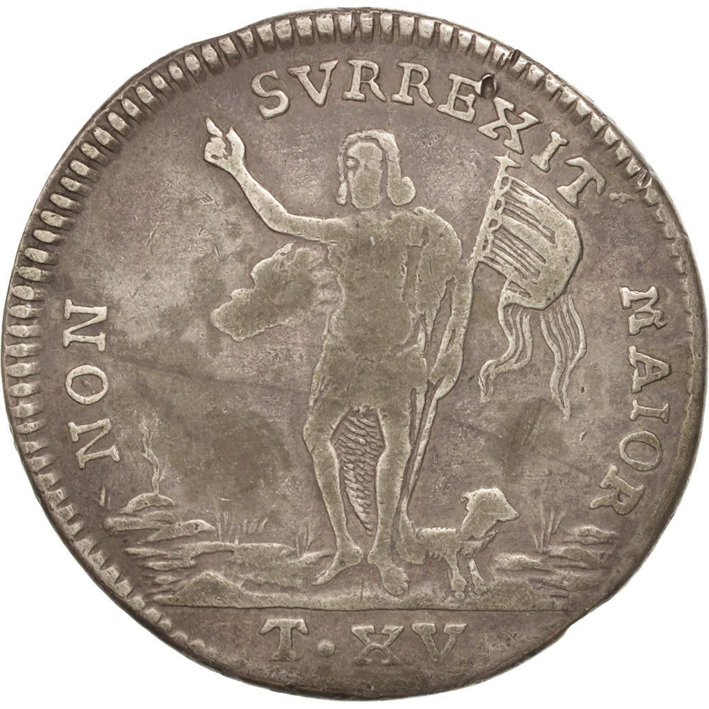 Coin, MALTA, ORDER OF, Emmanuel Pinto, Xv (15) Tari, 1759, VF(20-25), Silver