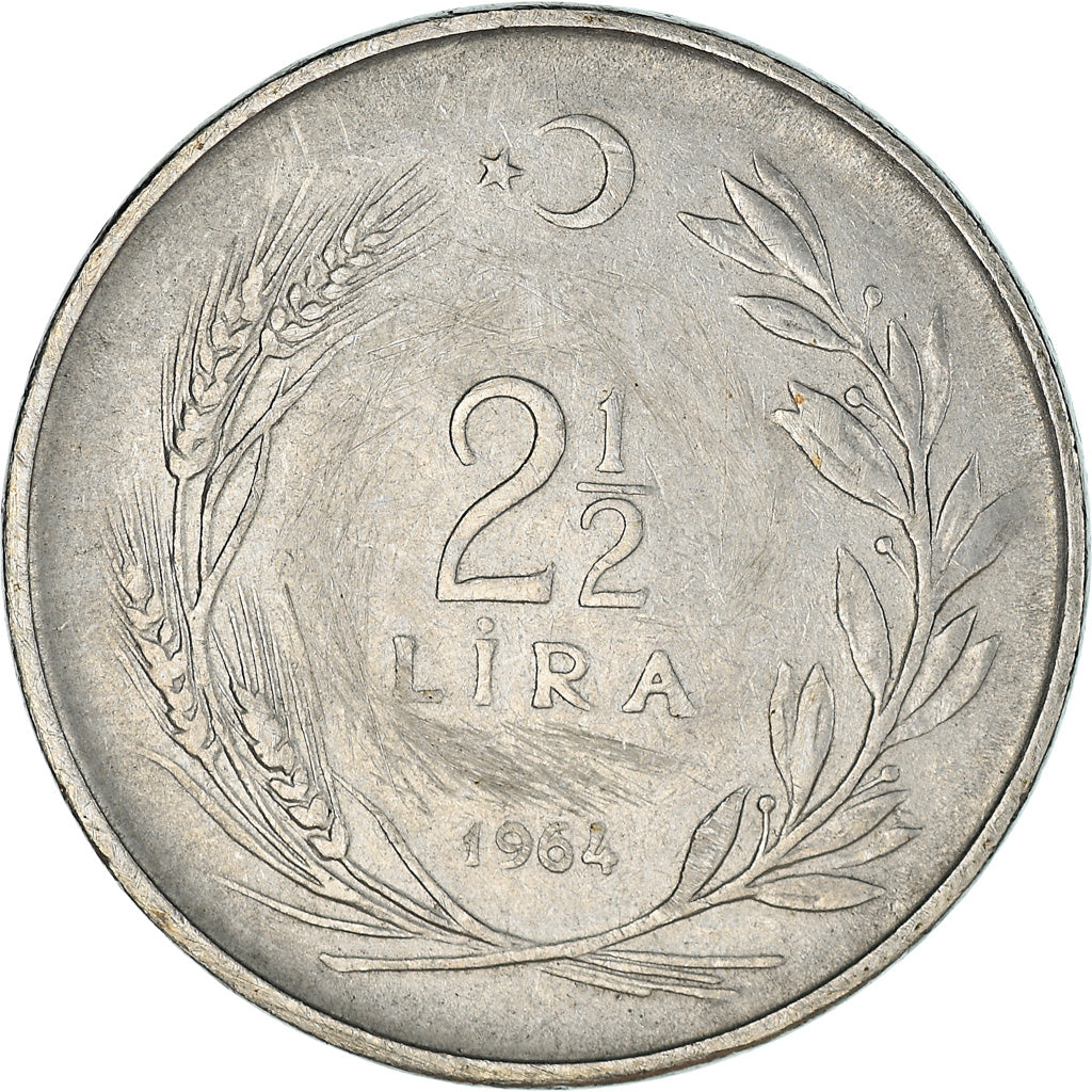 Monnaie, Turquie, 2-1/2 Lira, 1964, TTB, Stainless Steel, KM:893.1