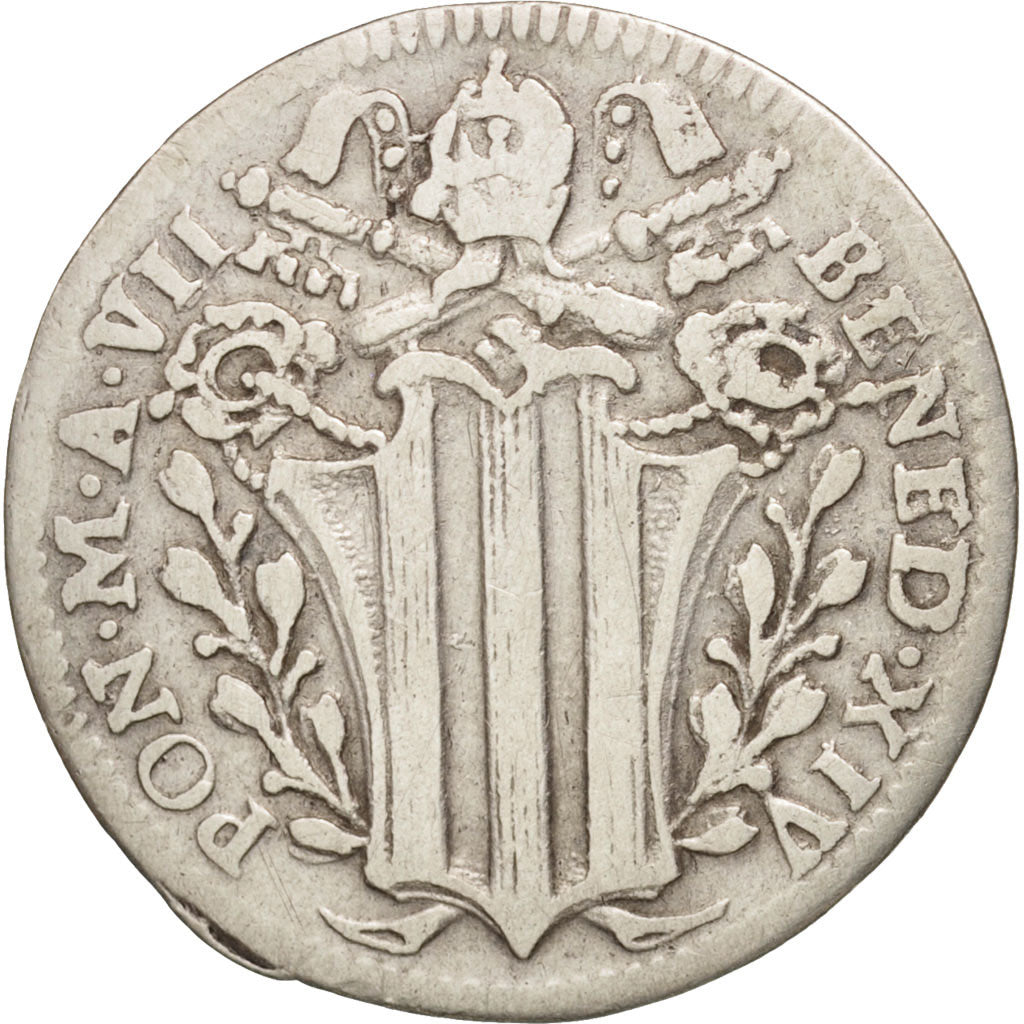 États italiens, PAPAL STATES, Benedict XIV, Grosso, 1746, TB+, Argent, KM:927