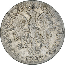 Moeda, Polónia, 5 Zlotych, 1959, Warsaw, F(12-15), Alumínio, KM:47