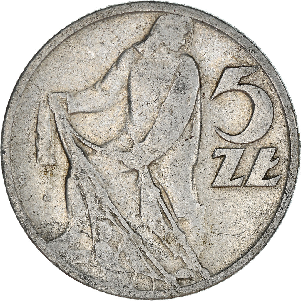 Moeda, Polónia, 5 Zlotych, 1959, Warsaw, F(12-15), Alumínio, KM:47