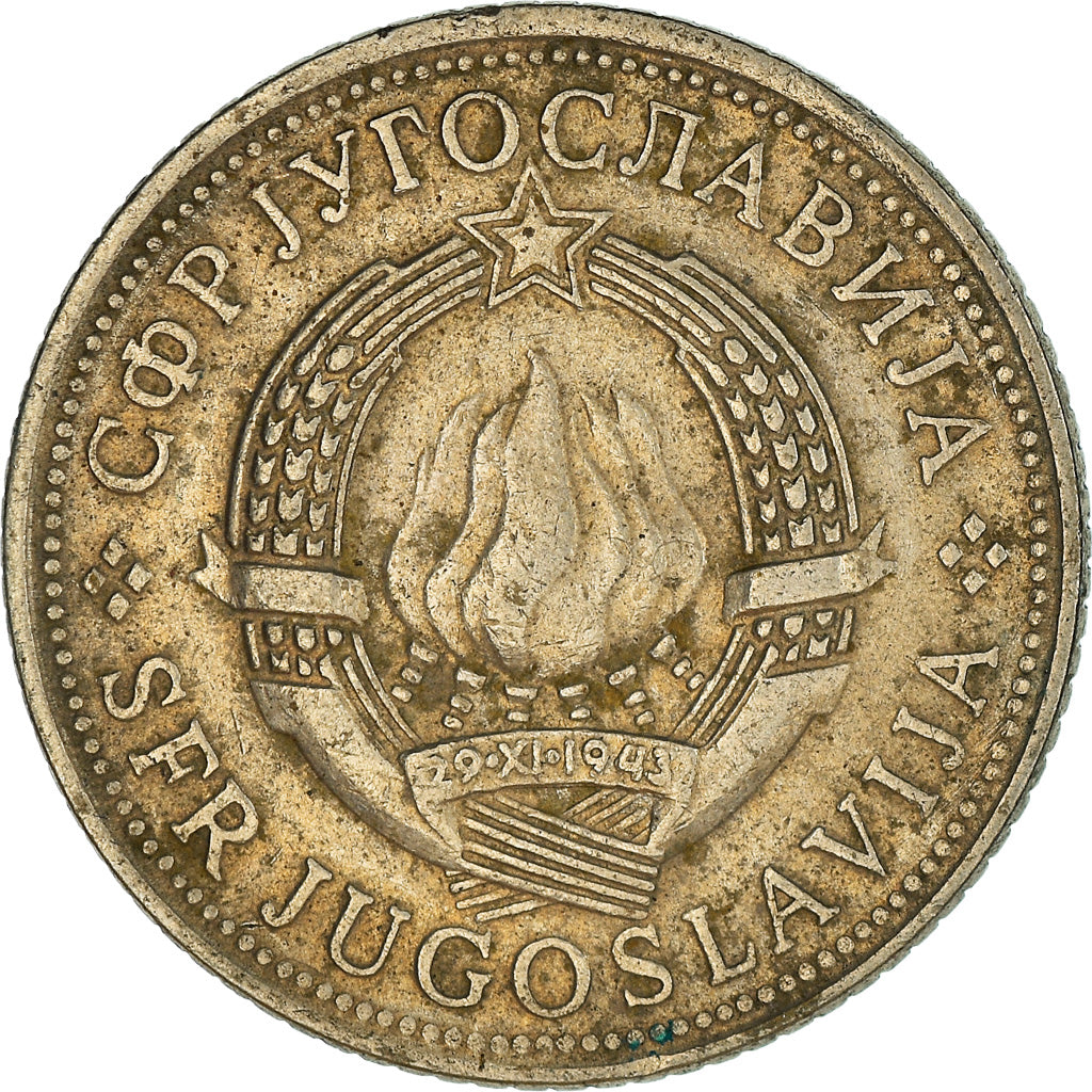 Coin, Yugoslavia, 5 Dinara, 1975, VF(30-35), Copper-Nickel-Zinc, KM:58
