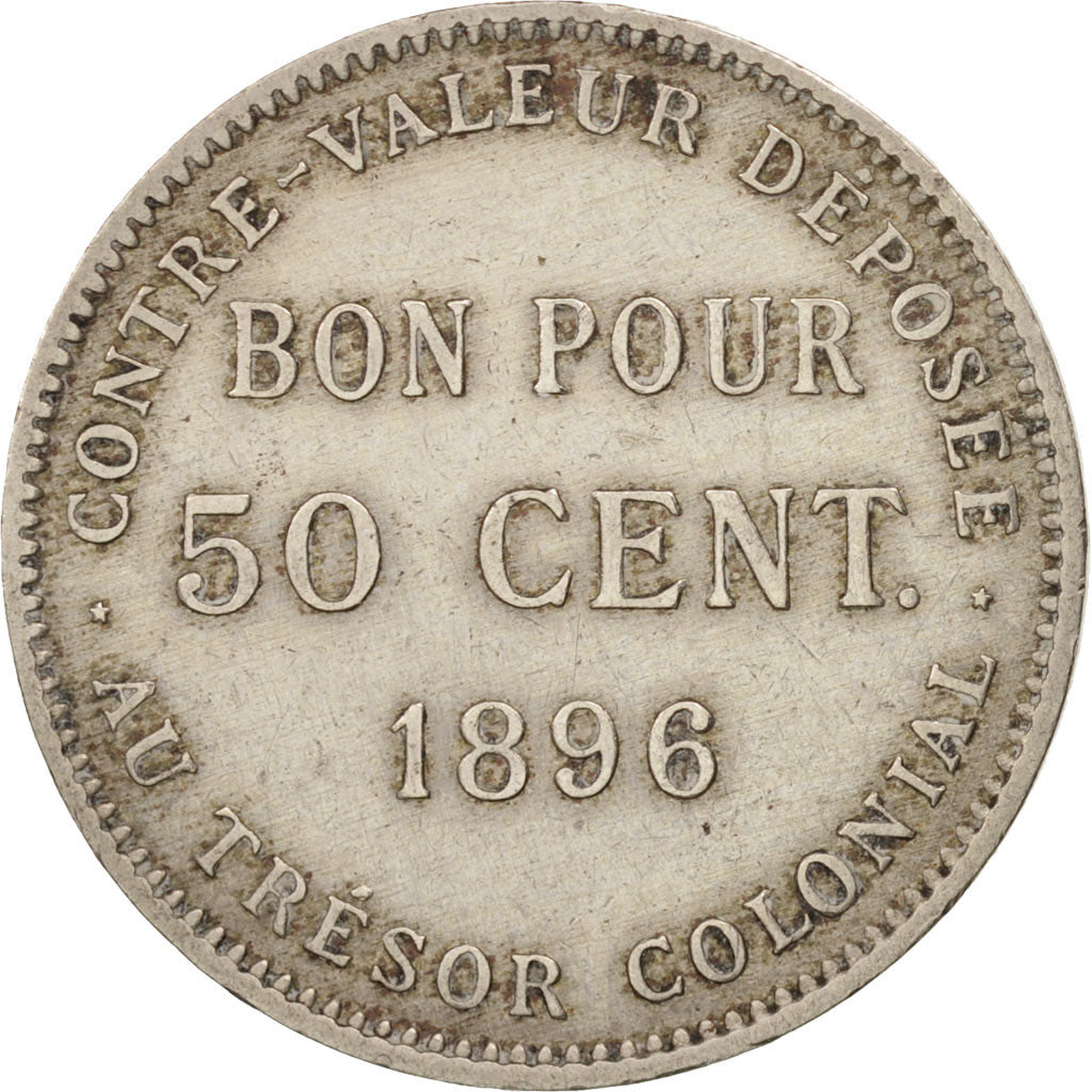 Coin, Réunion, 50 Centimes, 1896, EF(40-45), Copper-nickel, KM:4