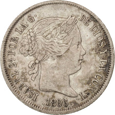 Monnaie, Espagne, Isabel II, 40 Centimos, 1866, TTB, Argent, KM:628.2