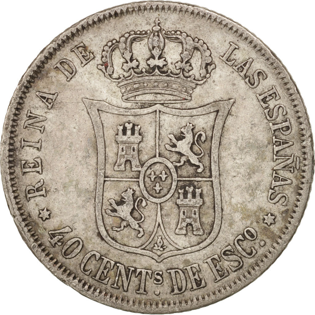 Münze, Spanien, Isabel II, 40 Centimos, 1866, SS, Silber, KM:628.2