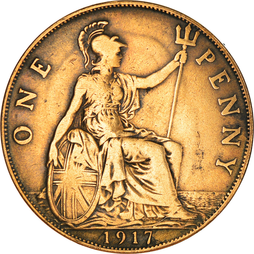 Coin, Great Britain, George V, Penny, 1917, VF(20-25), Bronze, KM:810