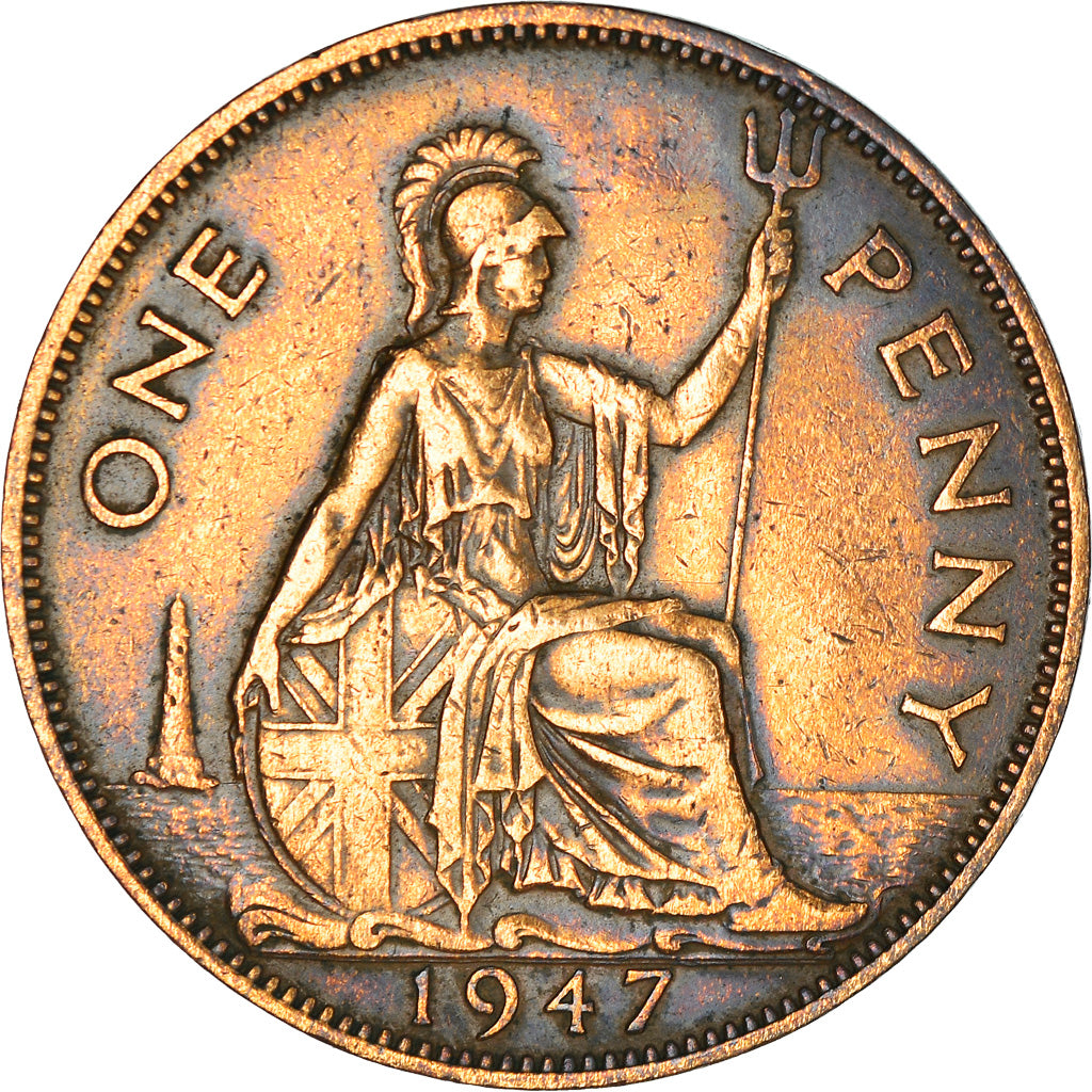 Münze, Großbritannien, George VI, Penny, 1947, S+, Bronze, KM:845