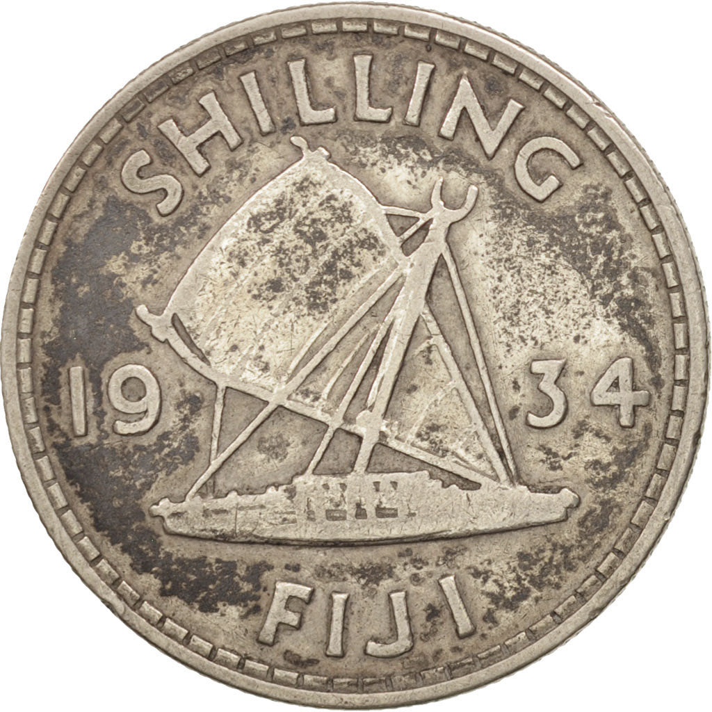Fiji, George V, Shilling, 1934, VF(30-35), Silver, KM:4