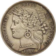 Peru, Peseta, 1880, Lima, AU(50-53), Silver, KM:200.1
