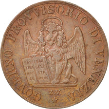 Coin, ITALIAN STATES, VENICE, 5 Centesimi, 1849, Venice, AU(50-53), Copper