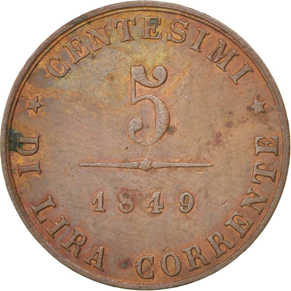 Moneta, STATI ITALIANI, VENICE, 5 Centesimi, 1849, Venice, BB+, Rame, KM:809
