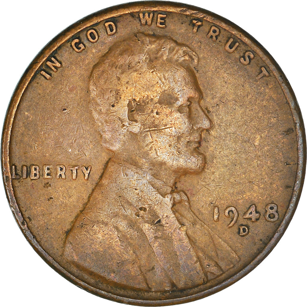 Coin, United States, Lincoln Cent, Cent, 1948, U.S. Mint, Denver, EF(40-45)