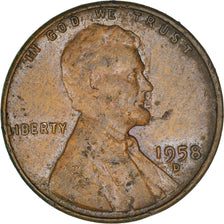 Coin, United States, Lincoln Cent, Cent, 1958, U.S. Mint, Denver, VF(20-25)