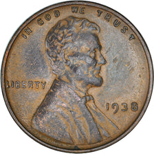 Coin, United States, Lincoln Cent, Cent, 1938, U.S. Mint, Philadelphia